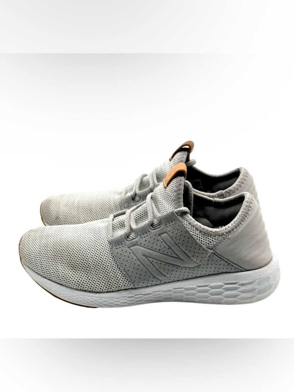 New Balance Light Grey Knit Lace-Up Sneakers - Picture 1 of 6